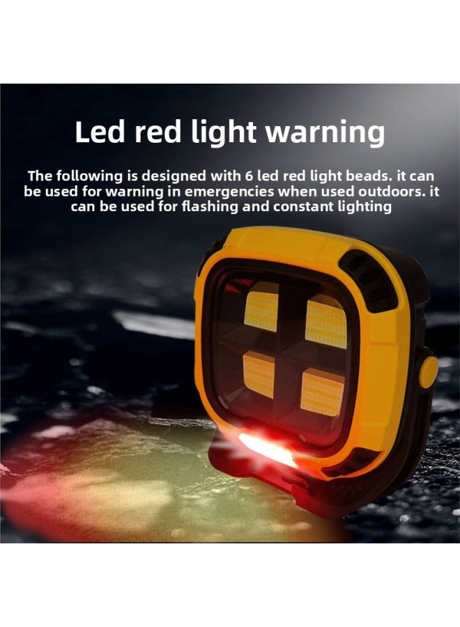 COB Work Lamp Multi-functional Strong Magnetic Inspection Lamp Outdoor Camping Emergency Portable Rechargeable Waterproof Projection Lamp-Color:W894-3 (built-in Lithium Battery Hook) Blue  - Image 3