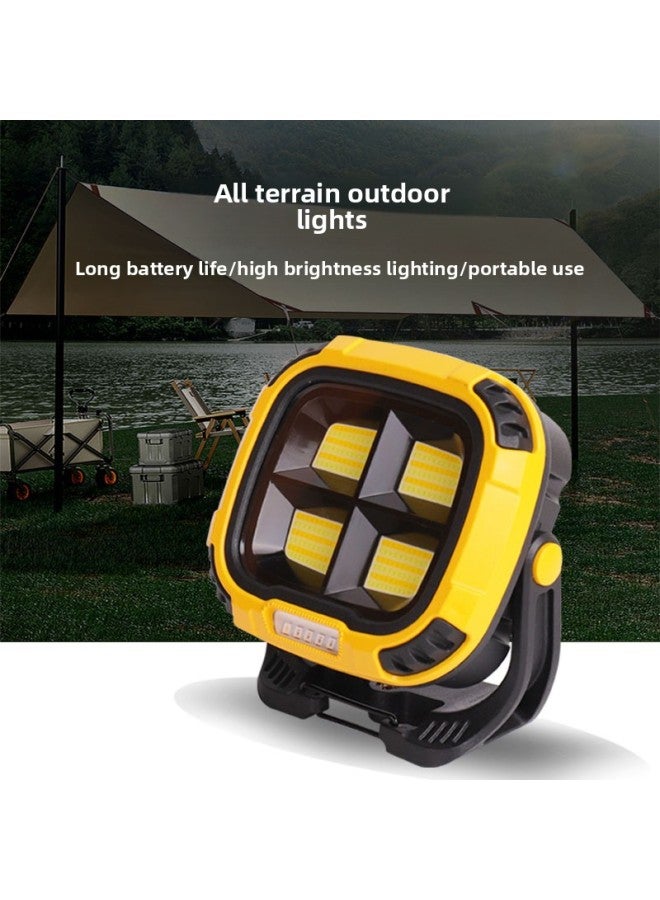 COB Work Lamp Multi-functional Strong Magnetic Inspection Lamp Outdoor Camping Emergency Portable Rechargeable Waterproof Projection Lamp-Color:W894-3 (built-in Lithium Battery Hook) Blue  - Image 2