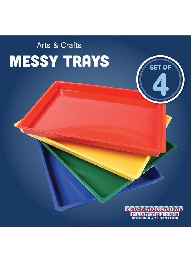 Constructive Playthings Constructive Playthings Messy Trays for Paint, Water and Sand Toys, Classroom Supplies, Toddler Toys for Creative Play, Set of 4 Trays, Ages 3 Years and Older  - Image 2
