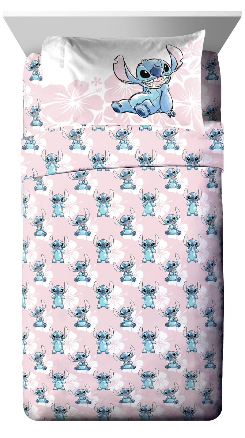 Jay Franco Disney Lilo & Stitch Twin Comforter Set - 5 Piece Bedding Includes Sheet Set & Pillow Covers - Super Soft Kids Floral Bedding - Image 3