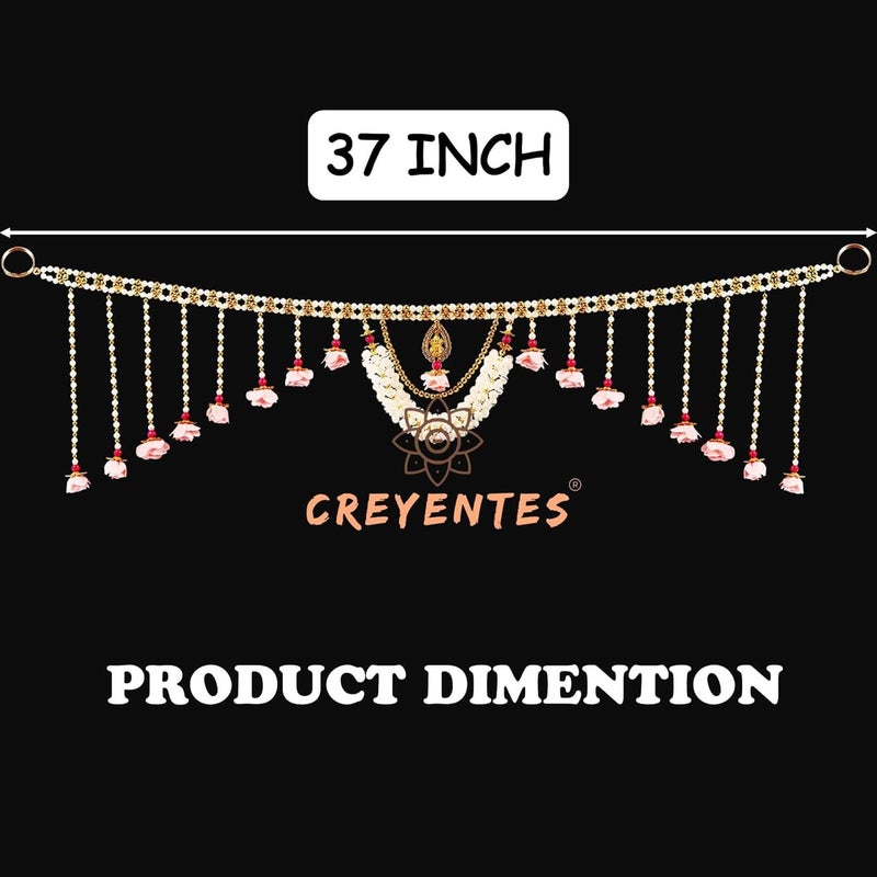 CREYENTES تزينات الأزهار الاصطناعية الوردية من كريينتس لتزيين الأبواب والجدران - Image 2