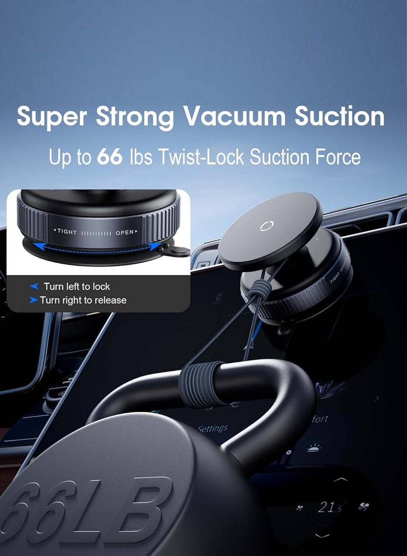 دبليو تيك حامل مغناطيسي شفط فراغ K009 حامل هاتف مع دوران 360 درجة ، حاملات هاتف شفط مغناطيسي غير يدوي للسيارة - أسود - Image 2