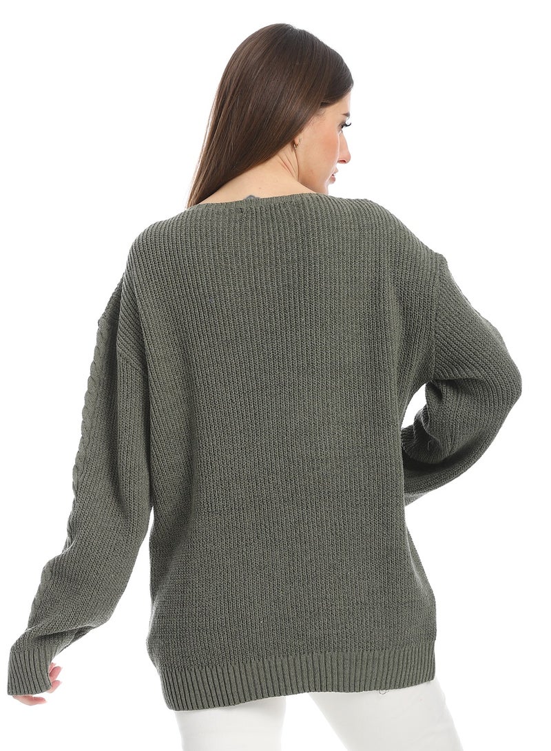 سيزار بلوفر صوف حريمي سادة برقبة دائرية  وتصميمات متعده - Image 4