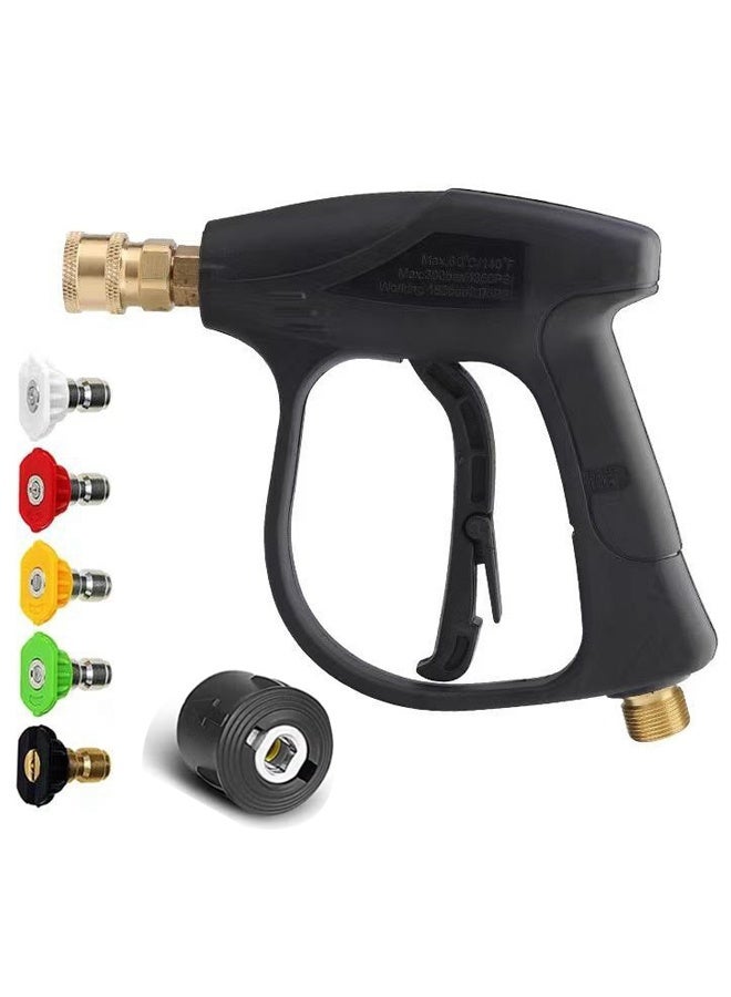 بكومور مسدس غسيل ضغط عالي 4000 PSI M22 (14 مم) مع خرطوم كيرشر موصل سريع و5 فوهات رش (0°/15°/25°/40°/65°) – مناسب لغسيل السيارات وفوم كانون - Image 1