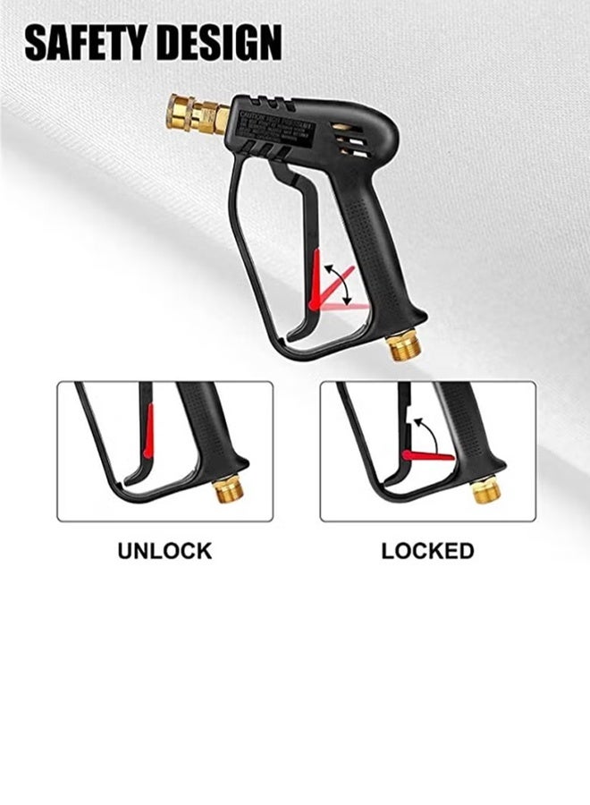 بكومور مسدس غسيل ضغط عالي 4000 PSI M22 (14 مم) مع خرطوم كيرشر موصل سريع و5 فوهات رش (0°/15°/25°/40°/65°) – مناسب لغسيل السيارات وفوم كانون - Image 2