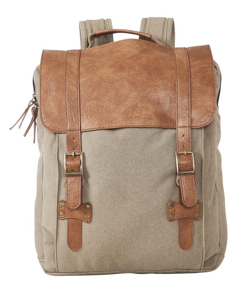Mona B Laptop Backpack for Men & Women with Up to 14" Laptop Compartment – 15L Capacity – Ideal for Office, College, School & Travel – Beige - Image 1