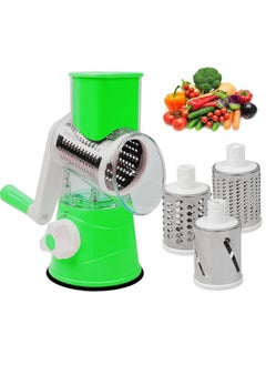 SUPREMIUM 3-in-1 Rotary Cheese Grater & Vegetable Slicer - Handheld Kitchen Grater with 3 Sharp Blades for Coarse & Fine Shredding, Slicing - Safe, Easy Clean, BPA-Free, Anti-Rust for Cheese & Veggies  - Image 1