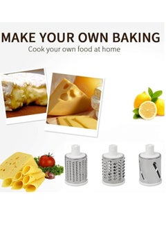 SUPREMIUM 3-in-1 Rotary Cheese Grater & Vegetable Slicer - Handheld Kitchen Grater with 3 Sharp Blades for Coarse & Fine Shredding, Slicing - Safe, Easy Clean, BPA-Free, Anti-Rust for Cheese & Veggies  - Image 2