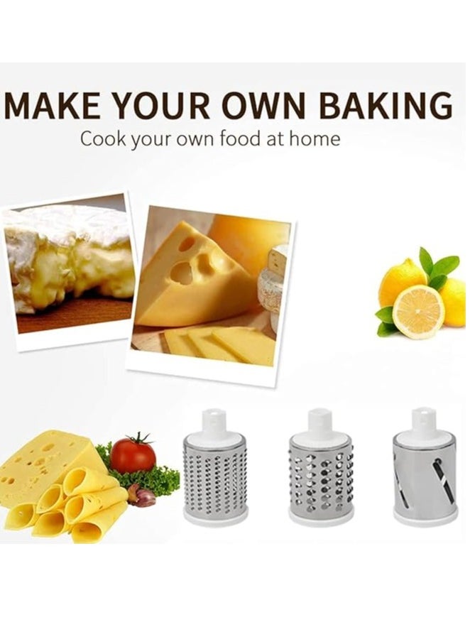 SUPREMIUM 3-in-1 Rotary Cheese Grater & Vegetable Slicer - Handheld Kitchen Grater with 3 Sharp Blades for Coarse & Fine Shredding, Slicing - Safe, Easy Clean, BPA-Free, Anti-Rust for Cheese & Veggies  - Image 2