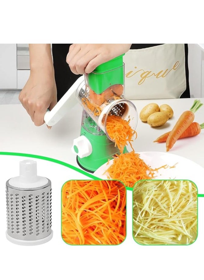 SUPREMIUM 3-in-1 Rotary Cheese Grater & Vegetable Slicer - Handheld Kitchen Grater with 3 Sharp Blades for Coarse & Fine Shredding, Slicing - Safe, Easy Clean, BPA-Free, Anti-Rust for Cheese & Veggies  - Image 3