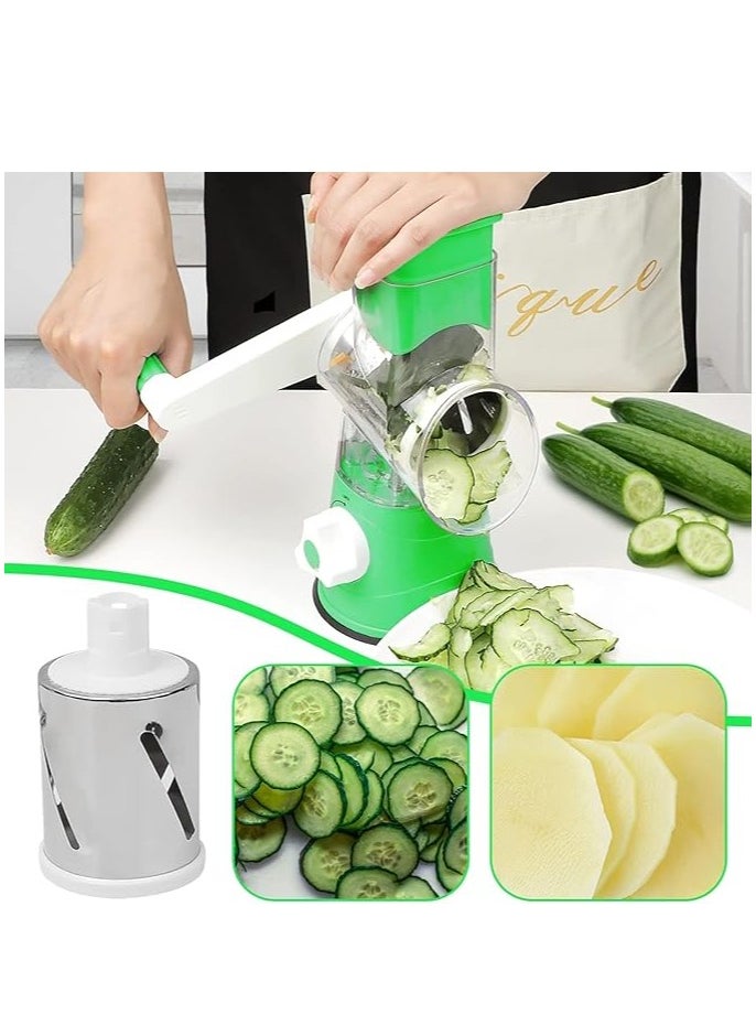 SUPREMIUM 3-in-1 Rotary Cheese Grater & Vegetable Slicer - Handheld Kitchen Grater with 3 Sharp Blades for Coarse & Fine Shredding, Slicing - Safe, Easy Clean, BPA-Free, Anti-Rust for Cheese & Veggies  - Image 4