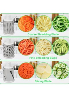 SUPREMIUM 3-in-1 Rotary Cheese Grater & Vegetable Slicer - Handheld Kitchen Grater with 3 Sharp Blades for Coarse & Fine Shredding, Slicing - Safe, Easy Clean, BPA-Free, Anti-Rust for Cheese & Veggies  - Image 5