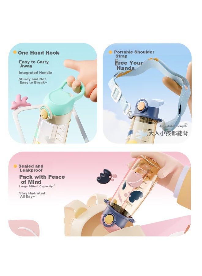 Tomimitsu Fuguang Plastic Cup, Children's Water Bottle, Ppsu Straw Cup, For Toddlers, Primary School Students, Pregnant Women, Infants, Kindergarten Cup, 560ml - Image 3