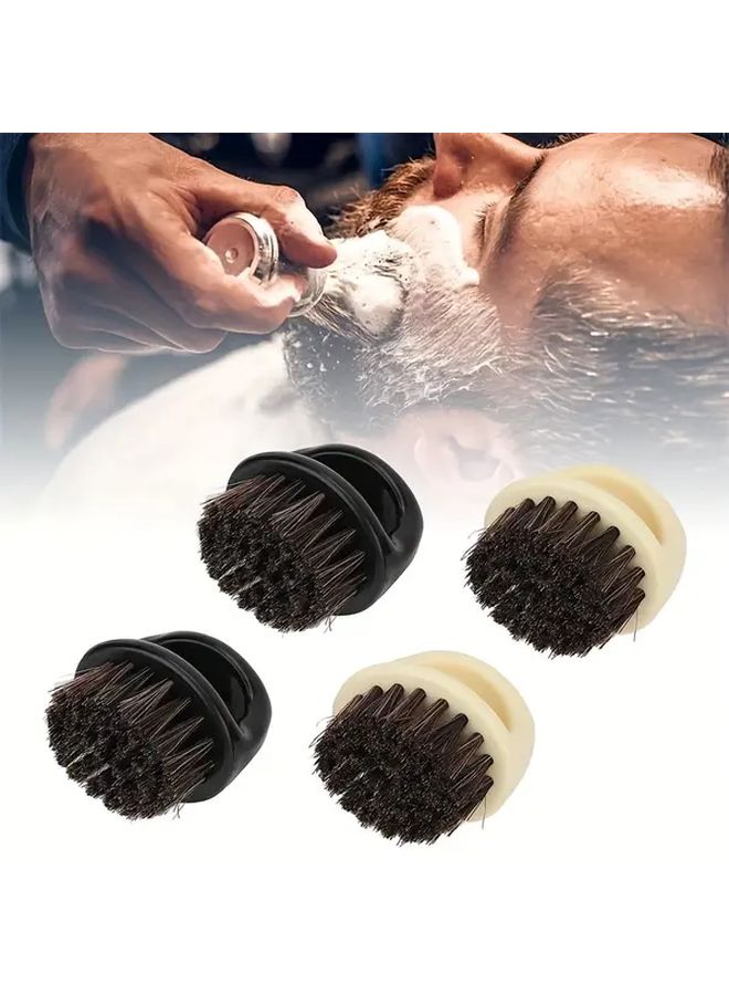 1pc Black Plastic Men Shaving Brush With Horse Bristles Ergonomic Ring Handle Portable Barber And Salon Facial Cleaning Tool For Beard And Mustache Care Beard Grooming Tool - Image 1