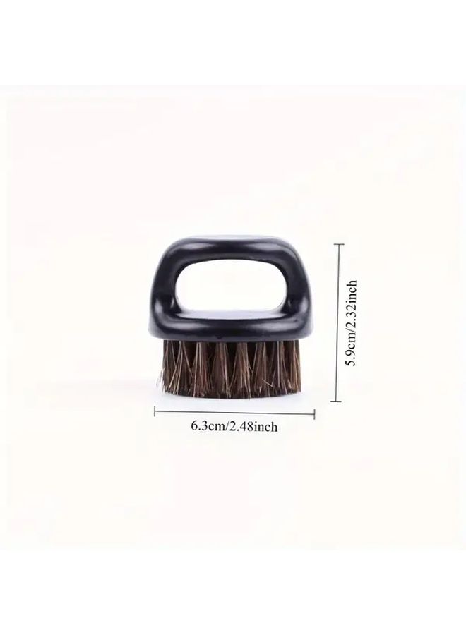 1pc Black Plastic Men Shaving Brush With Horse Bristles Ergonomic Ring Handle Portable Barber And Salon Facial Cleaning Tool For Beard And Mustache Care Beard Grooming Tool - Image 5
