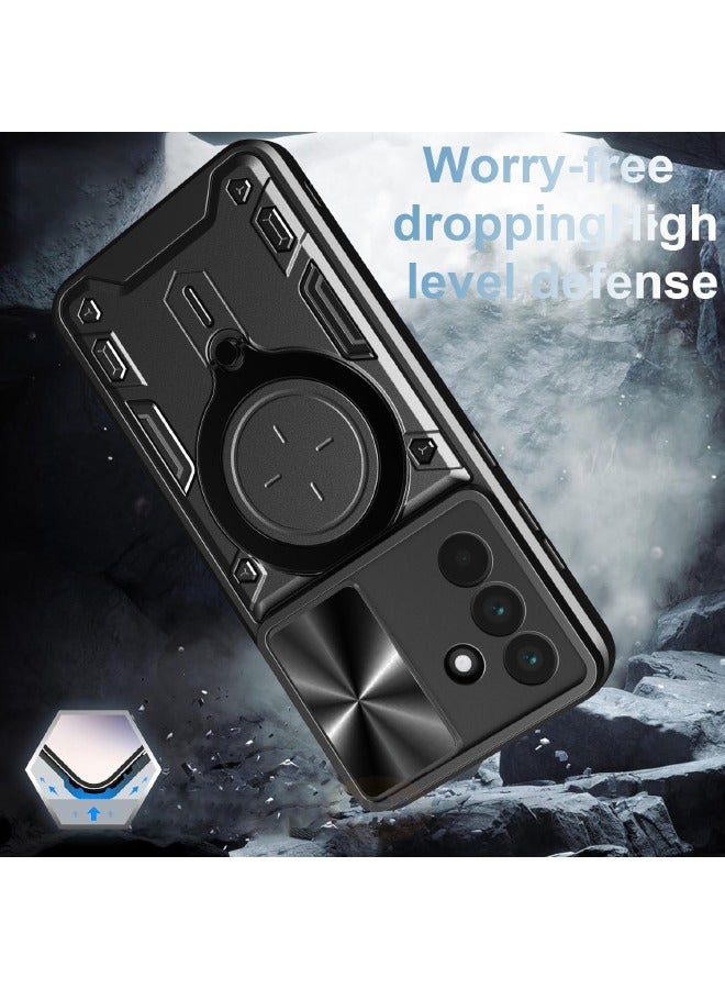 ريديان غطاء حماية لهاتف سامسونج جالاكسي A56 مع واقي شاشة للخصوصية، وحامل دائري مدمج يدور 360 درجة وغطاء كاميرا منزلق، جراب هاتف متين مقاوم للصدمات لهاتف سامسونج جالاكسي A56 5G مقاس 6.7 بوصة (أسود، عبوة من 1+1) - Image 5