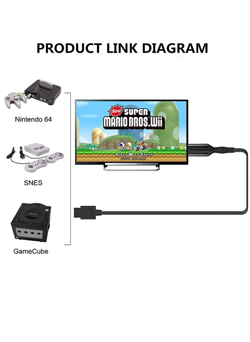 SYOSI - Wii to HDMI Converter 1080P Wii to HDMI Adapter Output Video Support for Monitor TV Projector Computer Speakers Headphones - Image 1