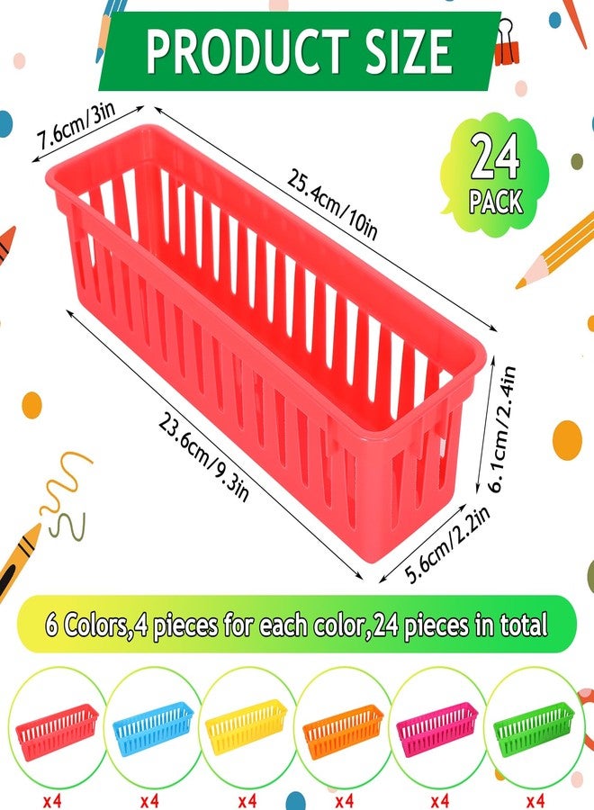 Vyndicca Pencil Organizer Tray - 24 Pack Plastic Classroom Pencil Holder, Small Trays, Colorful Crayon Storage for Classroom & Office, 9.3 L x 2.2 W x 2.4 H - Image 2