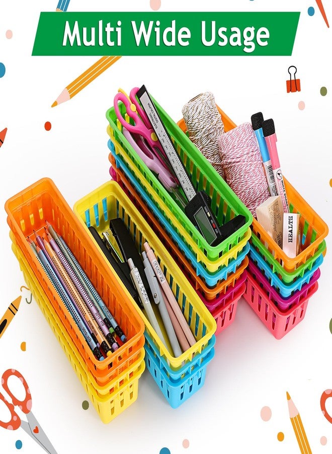 Vyndicca Pencil Organizer Tray - 24 Pack Plastic Classroom Pencil Holder, Small Trays, Colorful Crayon Storage for Classroom & Office, 9.3 L x 2.2 W x 2.4 H - Image 4