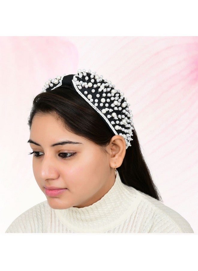 Nnr Beaded Hair Bands For Girls And Women, Hand Made Embroidery Hair Bands For Parties And Functions, Pack Of 1 Pcs - Black2 - Image 4