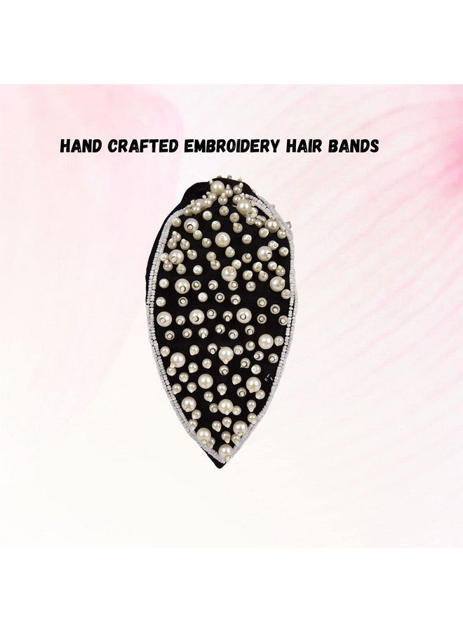 Nnr Beaded Hair Bands For Girls And Women, Hand Made Embroidery Hair Bands For Parties And Functions, Pack Of 1 Pcs - Black2 - Image 2