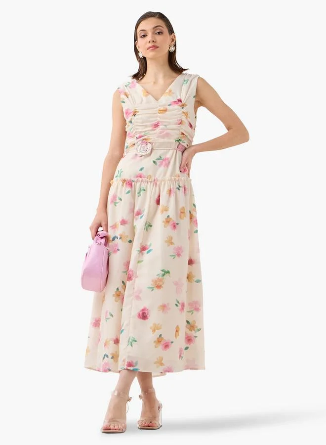 2Xtremz 2Xtremz All-Over Floral Print Sleeveless A-line Dress