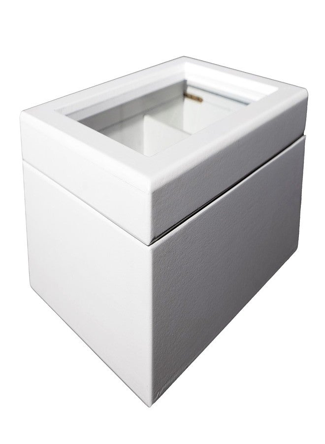 Break Tradition Wooden Tea Organizer For Tea Bags - Wooden Tea Chest With 6 Compartments - Clear Top Window - Lid Stays Open (White) - Image 3