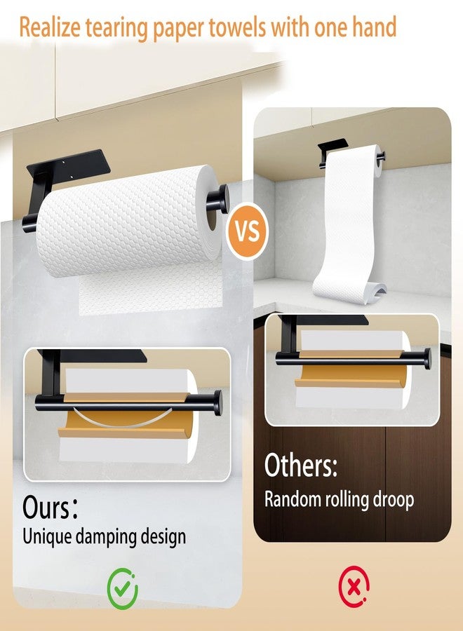 OBODING Paper Towel Holder Under Cabinet, Single Hand Operable Tearing Off Paper with Damping Effect, Both Available in Adhesive and Screws, Stainless Steel (Black) - Image 5