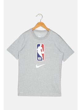 Nike Nike x NBA Kids Boy Graphic Print Short Sleeve Outdoor T-Shirt, Grey  - Image 1