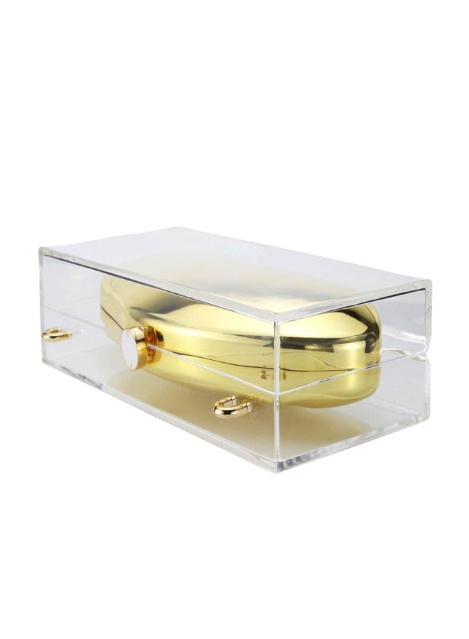 DEBIMY Women Acrylic Evening Bag Novelty Clear Shell Shape Clutch Purse Metallic Shoulder Crossbody Bag for Casual Formal, Gold - Image 5