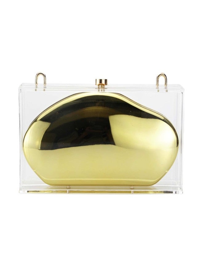 DEBIMY Women Acrylic Evening Bag Novelty Clear Shell Shape Clutch Purse Metallic Shoulder Crossbody Bag for Casual Formal, Gold - Image 1