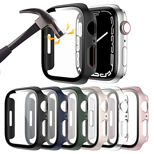 Rontion 6 Pack Hard PC Case with Tempered Glass Screen Protector for Apple Watch 44mm SE 3/SE(2022) Series 6/SE/5/4, Ultra-Thin Scratch Resistant Protective Bumper Cover for iWatch 44mm Accessories - Image 1