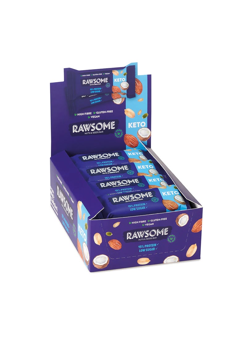 Rawsome Keto Nuts & Seeds Bar 15% Protein | Low Sugar | Vegan | Gluten Free | 12x40g - Image 1