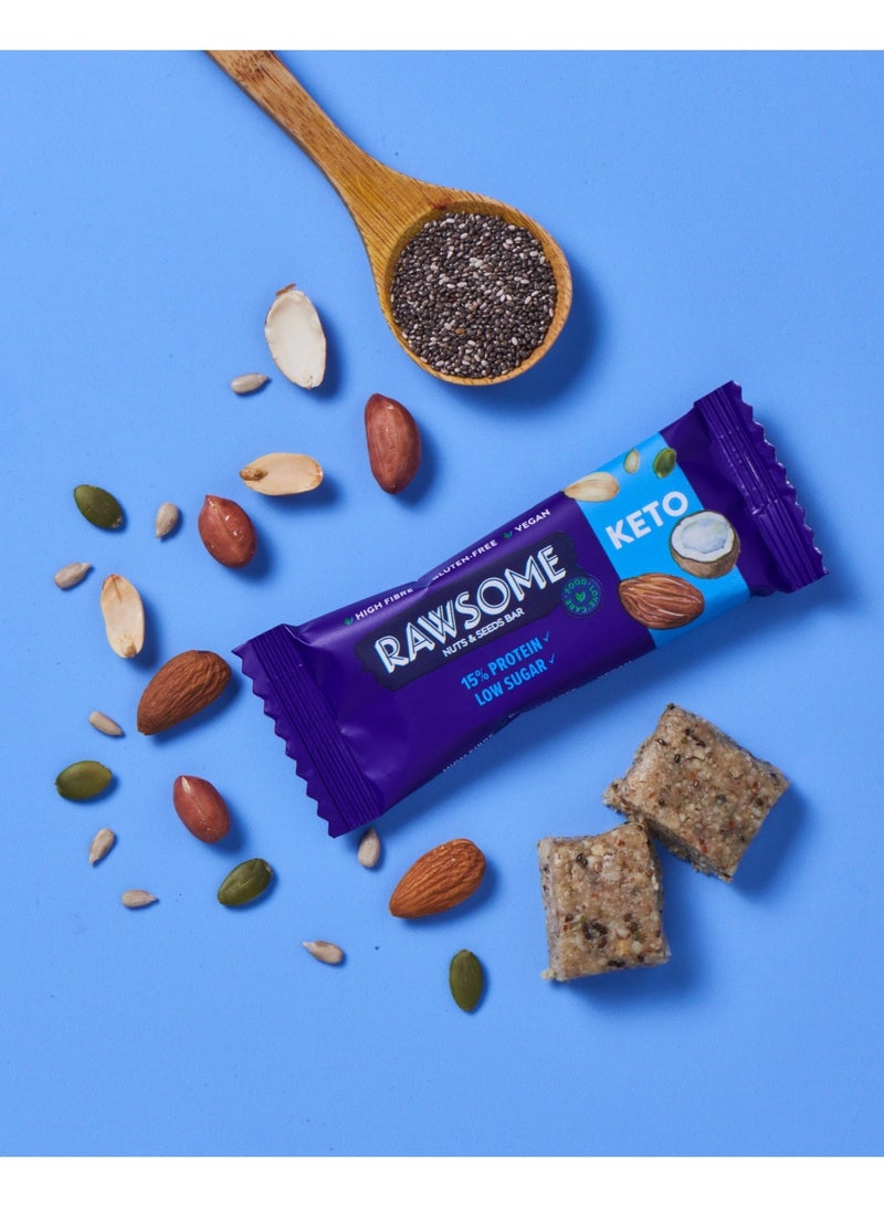 Rawsome Keto Nuts & Seeds Bar 15% Protein | Low Sugar | Vegan | Gluten Free | 12x40g - Image 2