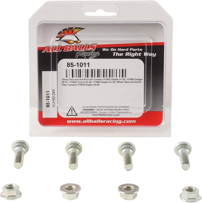 ALL BALLS Racing Wheel Stud and Nut Kit 85-1011 Compatible with/Replacement for Yamaha YFM50 Raptor 2004-2008, YFM80 Badger 1998-2001, YFM80 Grizzly 2005-2008, YFM80 Raptor 2002-2008 - Image 3