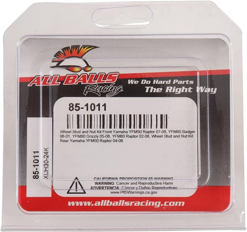 ALL BALLS Racing Wheel Stud and Nut Kit 85-1011 Compatible with/Replacement for Yamaha YFM50 Raptor 2004-2008, YFM80 Badger 1998-2001, YFM80 Grizzly 2005-2008, YFM80 Raptor 2002-2008 - Image 4