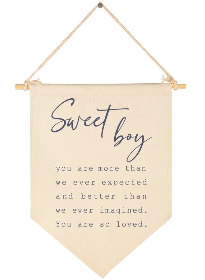 GEANHIL Sweet Boy-Baby Banner Gift Shower-Flag Decor Gifts for Boys Baby Newborn Kids-Banner Wall Sign Gifts for Nursery Baby Room Playroom Bedroom Front Door - Image 1