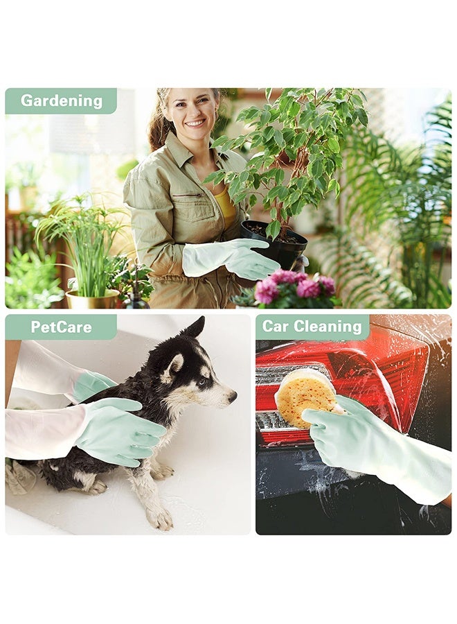 Rubber Cleaning Gloves for Household ，Reusable Dishwashing Gloves for Kitchen, Flexible Long-lasting  Waterproof (Green) - Image 4