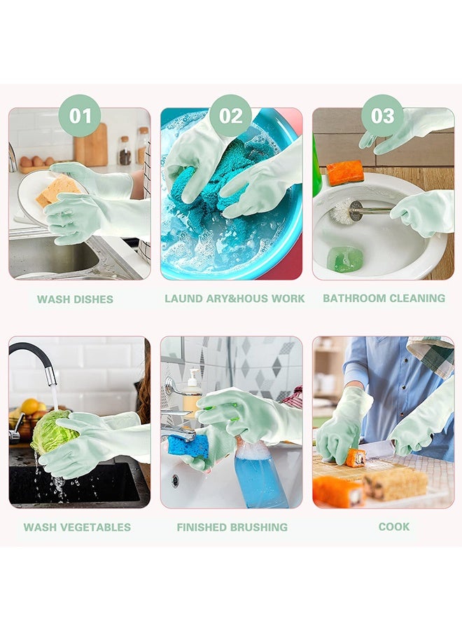 Rubber Cleaning Gloves for Household ，Reusable Dishwashing Gloves for Kitchen, Flexible Long-lasting  Waterproof (Green) - Image 2