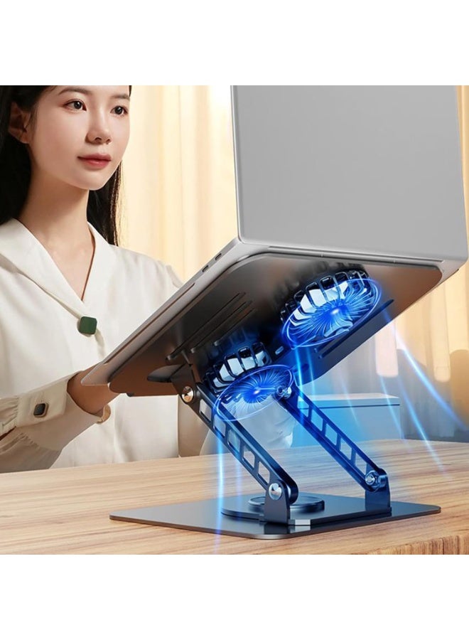 Laptop Riser - 9.5x7.6x2.5inch Laptop Stand for Desk, Adjustable Computer Stands with Foldable Design, Cooling Vents, Notebook Holder for Home, Office, Study Room Desks, Carbon Steel Material - Image 2