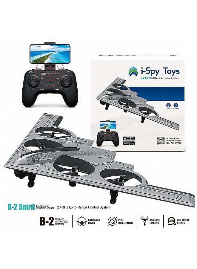 BlueFire B2 Spirit Stealth Bomber RC Drone with WiFi FPV Camera – 2.4GHz Long Range Remote Control Airplane, Automatic Hover, Gyro Stabilization, Assisted Landing, 360° Stunts, Realistic B-2 Replica Electric RC Plane, Easy to Fly for Beginners & Experts - Image 4