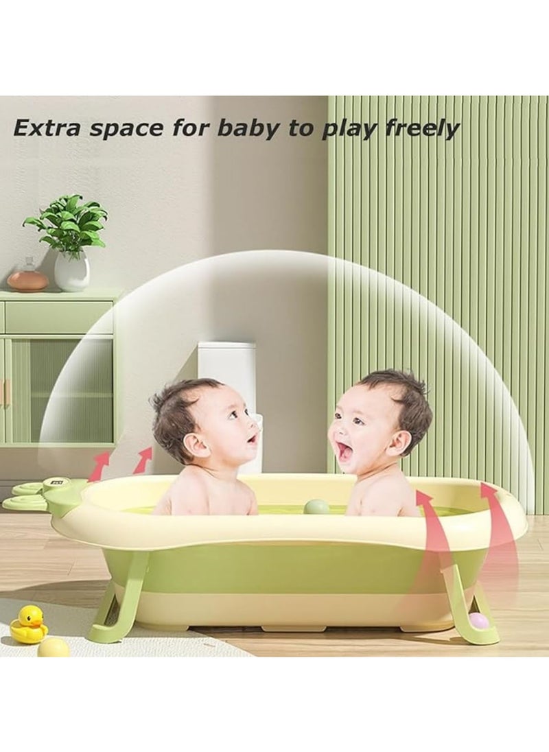 Baby Bathtub, PortableBaby Bath, Foldable Toddler Bath with Baby Mat, Baby Bath Essentials for NewbornsAged 0-3 Years (Green)