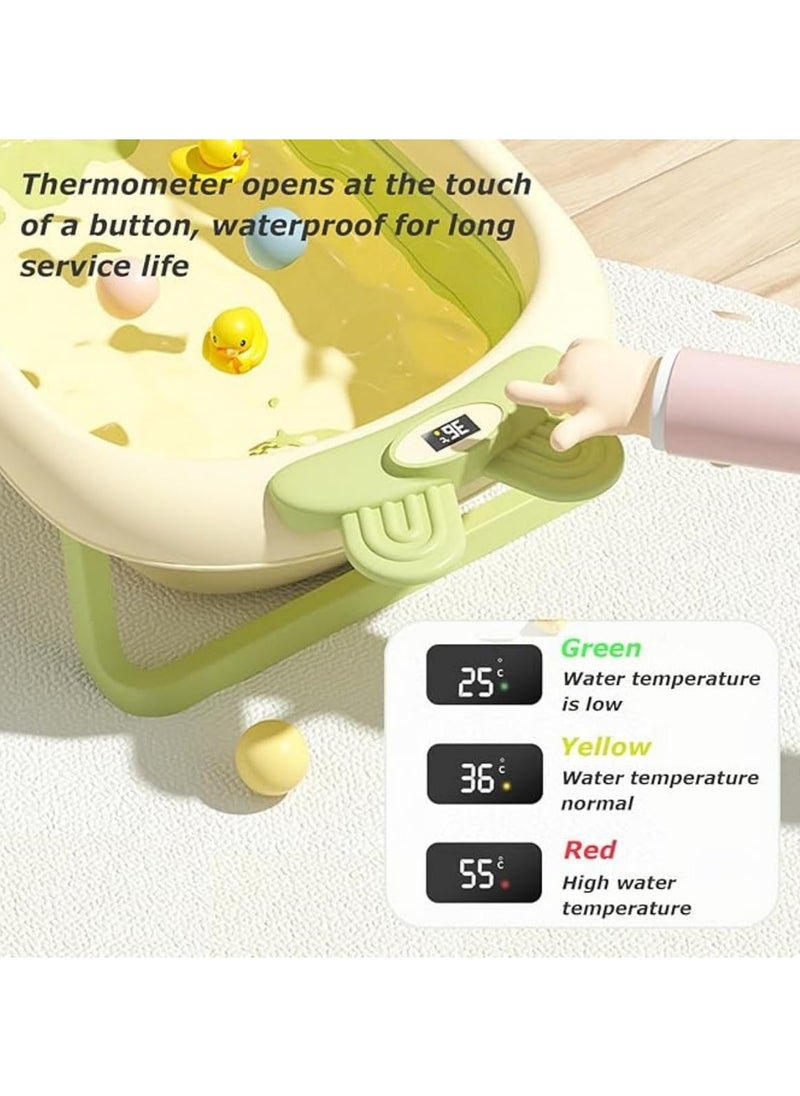Baby Bathtub, PortableBaby Bath, Foldable Toddler Bath with Baby Mat, Baby Bath Essentials for NewbornsAged 0-3 Years (Green)