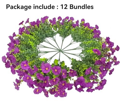 TSTWETO Artificial Faux Flowers for Outdoors, 12 Bundles Artificial Plants Outdoor UV Resistant, Fake Morning Glory Silk Flowers for Outside Planter Porch Patio Yard - Image 2