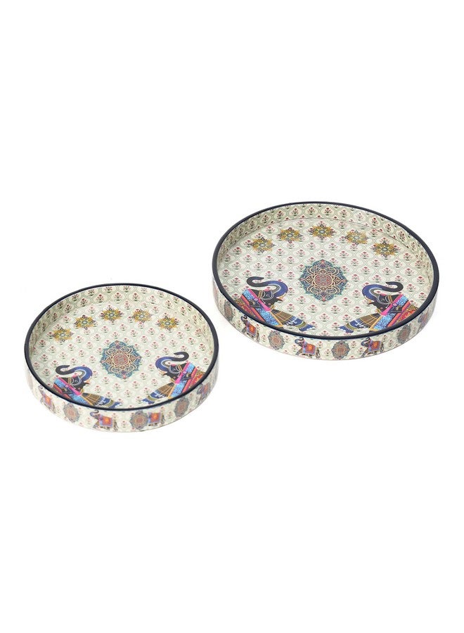 DULI مجموعة دُولي من 2 صينية خشبية MDF مطلية بالمينا | مجموعة صواني دائرية من 2 | صواني تقديم | صينية خشبية | زينة المطبخ والطعام | صينية ريزين | مصنوعة يدويًا | 7x7 و 9x9 بوصة (مجموعة من 2 دائري صغير: 2 فيل) - Image 4