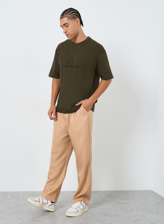 Take Two Men Beige Drawstring Waist Straight Leg Pants - Image 2