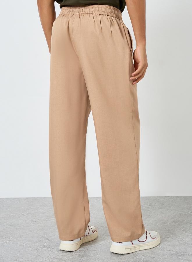 Take Two Men Beige Drawstring Waist Straight Leg Pants - Image 4