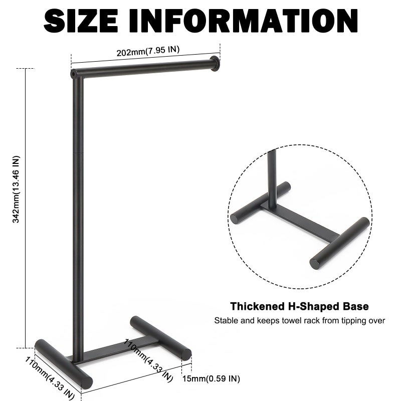 Livabber L-Shape Hand Towel Holder Stand, Metal Hand Towel Rack Modern Countertop Hand Towel Ring Standing Towel Bar for Bathroom Kitchen Vanity (Black) - Image 2