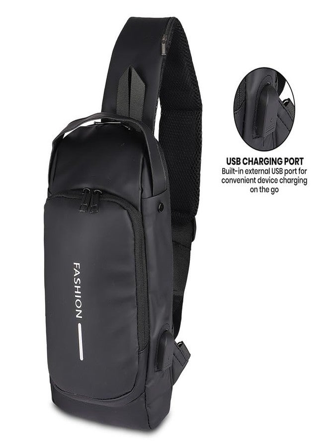 Polo Class Sling Bag | Light Weight Waterproof Casual Pu Material Sling Bag - Black - Image 5