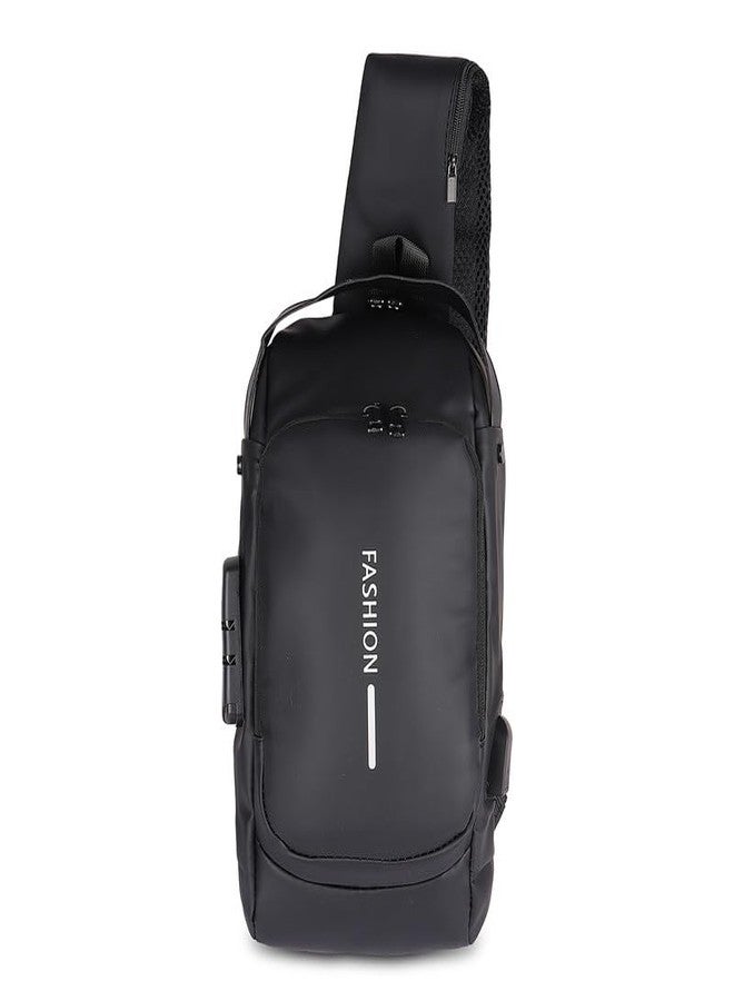 Polo Class Sling Bag | Light Weight Waterproof Casual Pu Material Sling Bag - Black - Image 1
